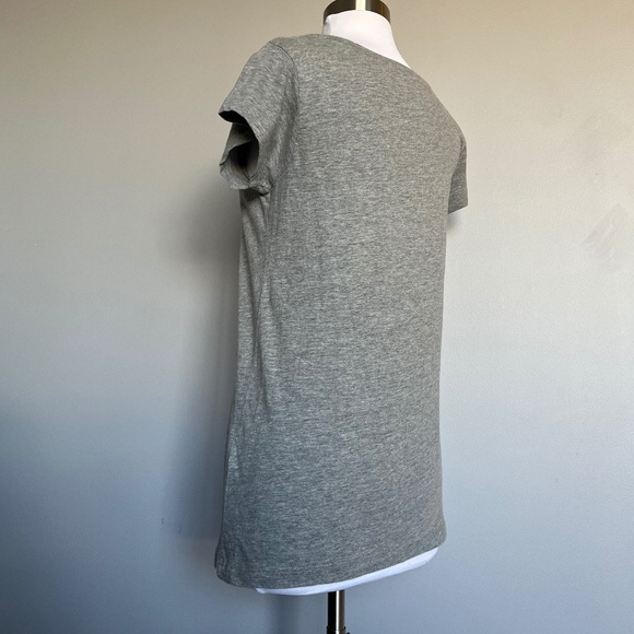 French Connection Embellished Sequin Beaded Gray Fox Cotton T-shirt Tee Top S - Picture 6 of 9